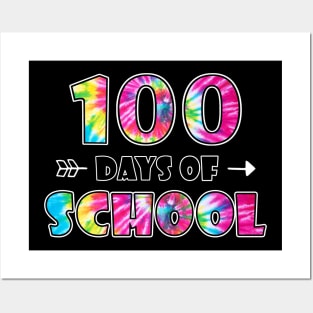 Happy 100 Days Of School Cute Tie Dye Student Teacher Posters and Art